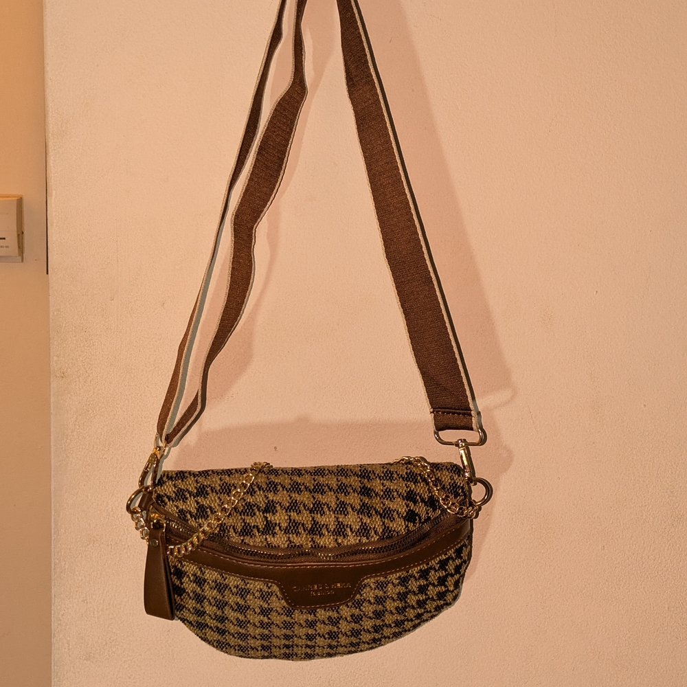 Brown Houndstooth Shoulder Bag
